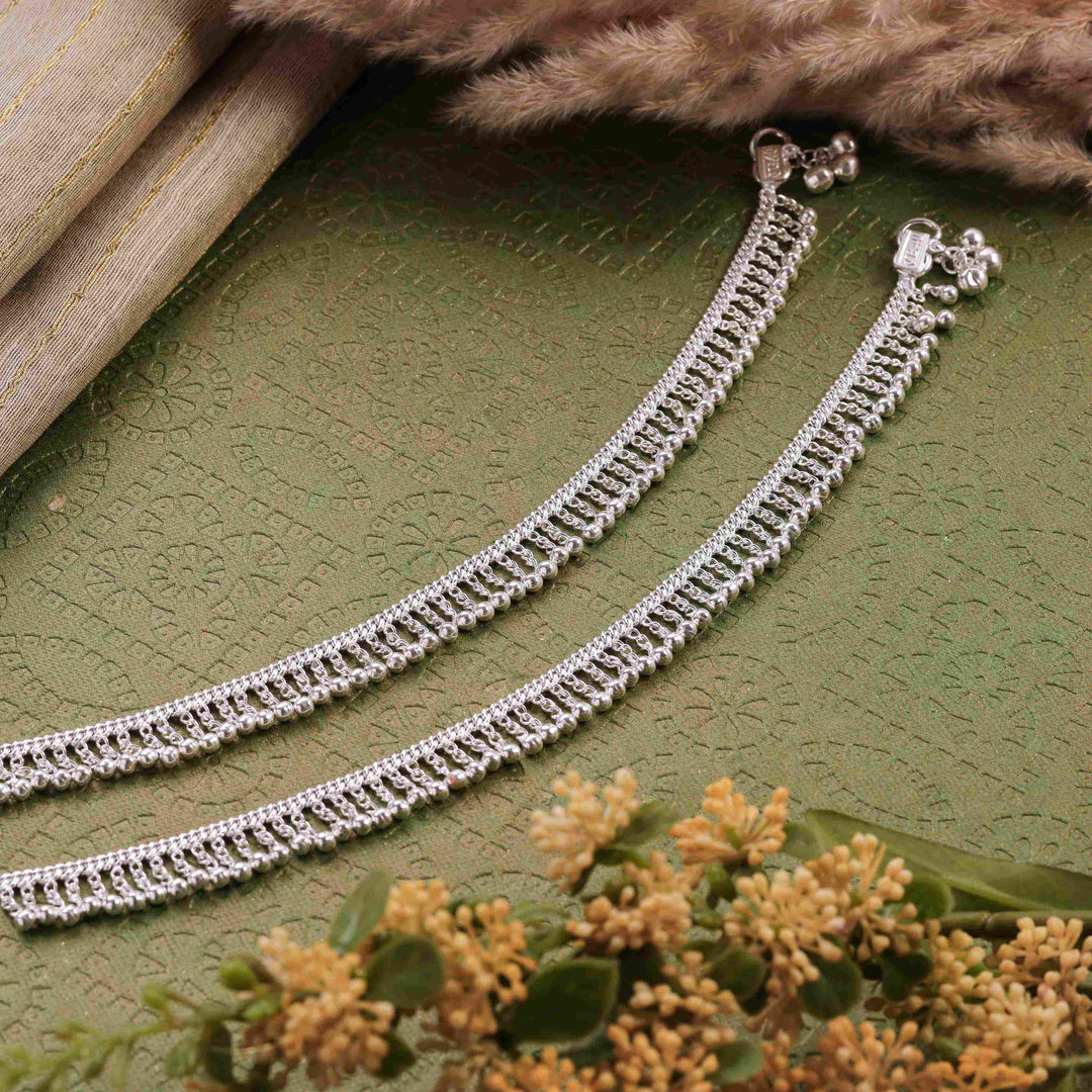 Silver Stright Raindrops Anklet