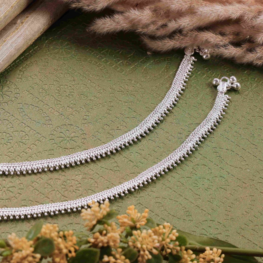 Silver Double Mullamottu Anklet