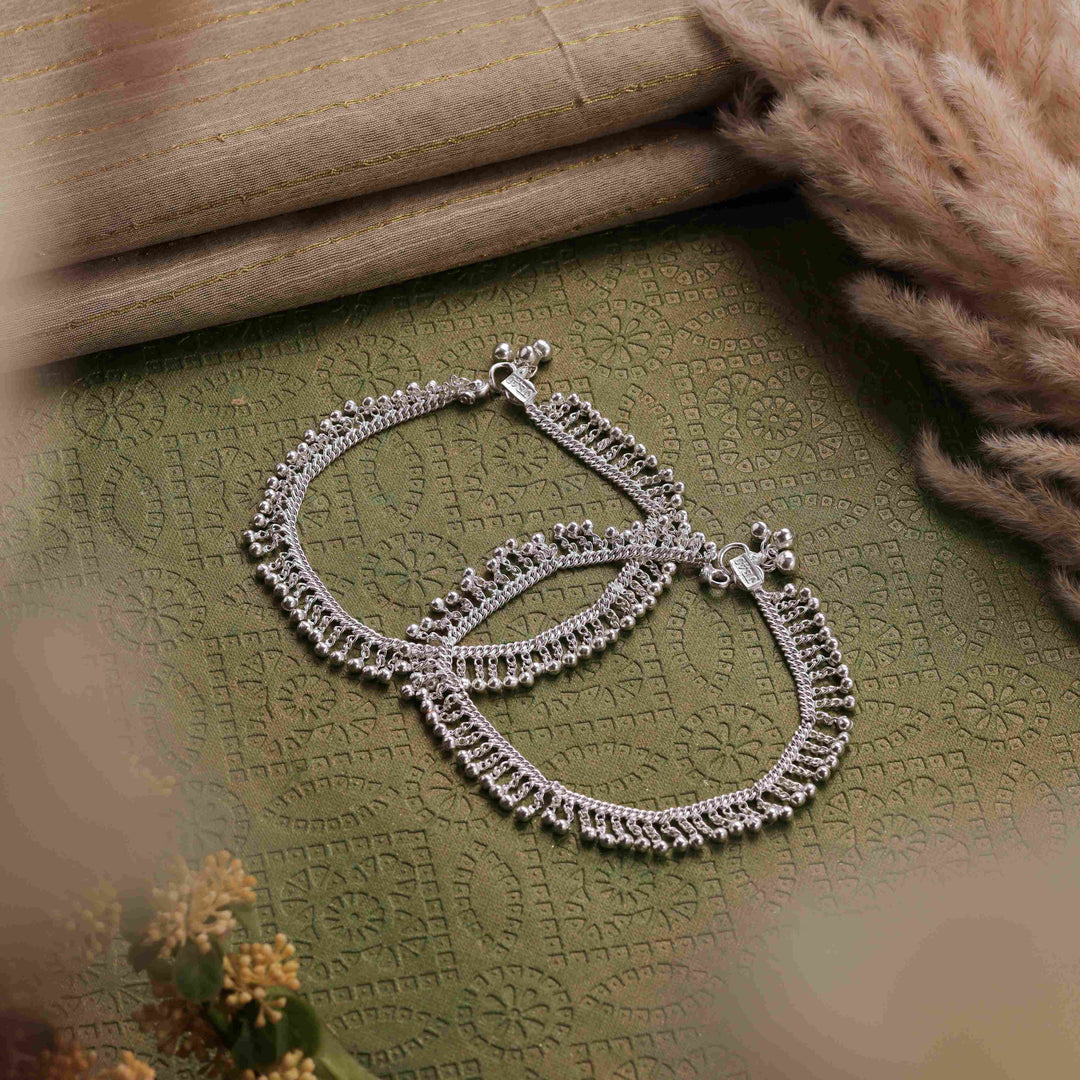 Silver Stright Raindrops Anklet