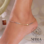 Load image into Gallery viewer, Triple Tone plated Anklets in Braided 925 Silver
