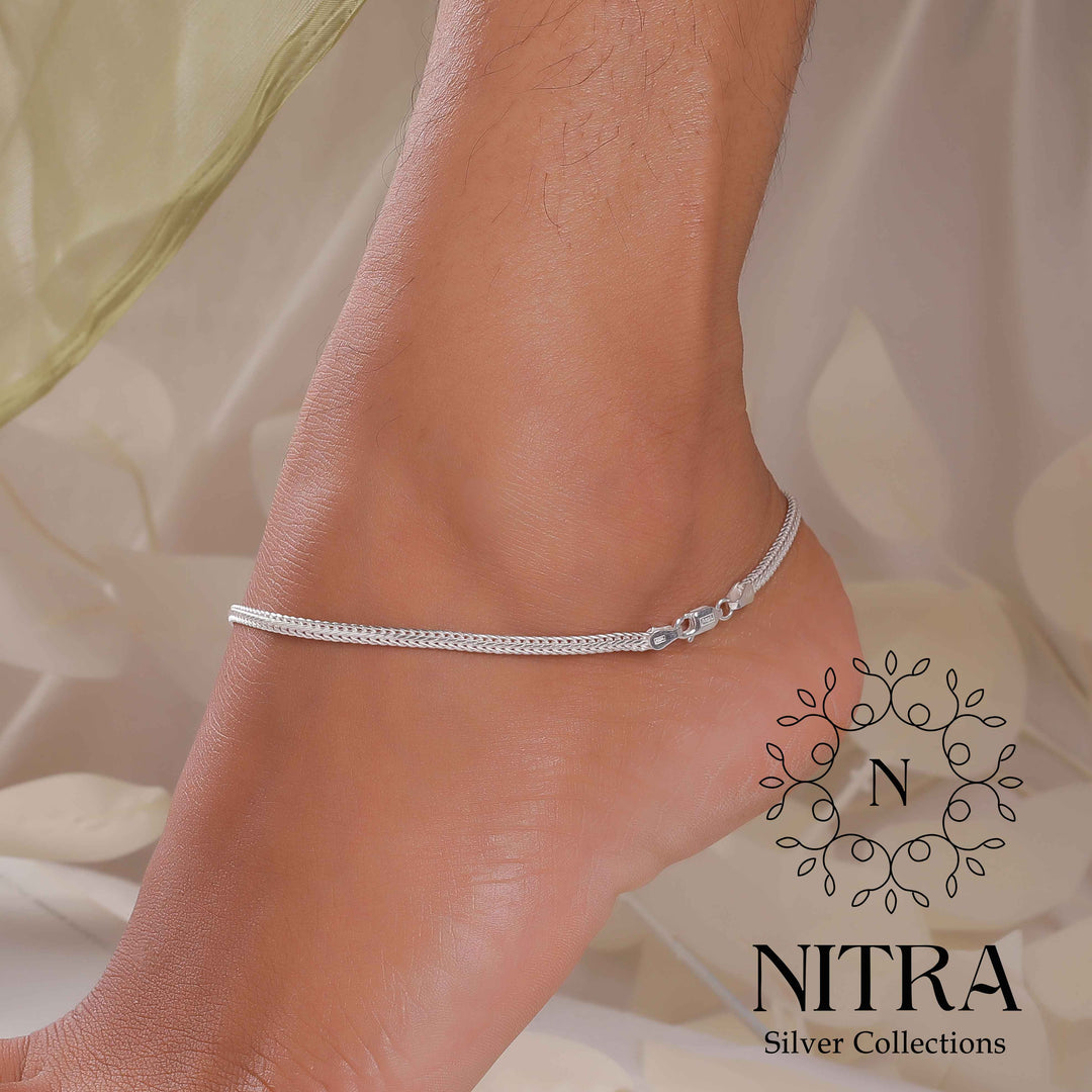 Minimal Braided 925 Silver Anklet