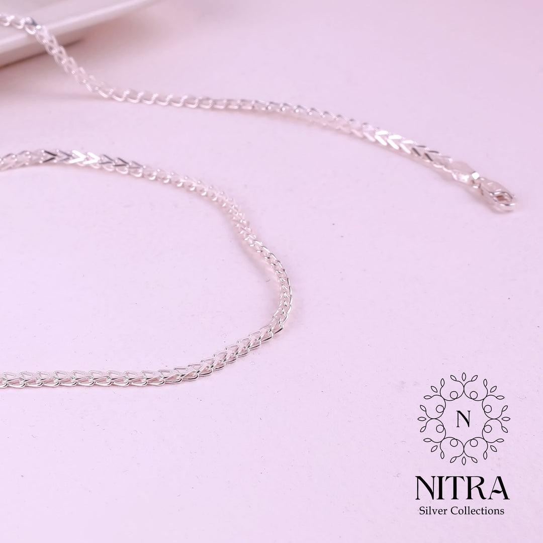 Elegant Weave Design on 925 Silver Anklets