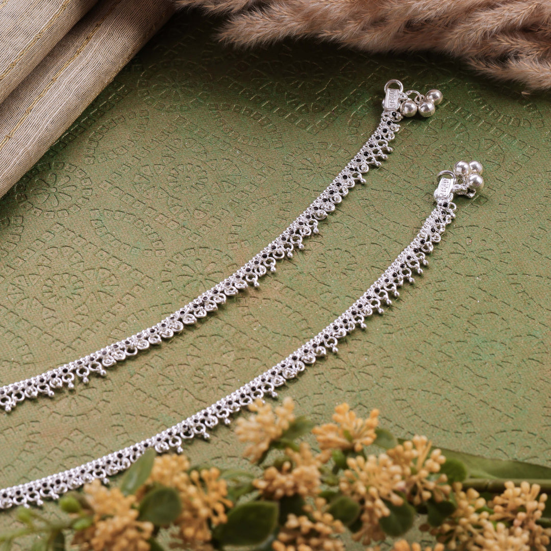 pure silver anklet black nitra