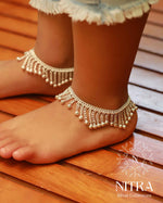 Load image into Gallery viewer, Silver Rain Drops Anklet
