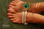 Load image into Gallery viewer, Silver Black Rain Drops Anklet
