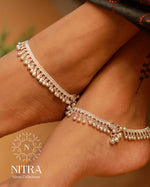 Load image into Gallery viewer, Silver Stright Raindrops Anklet
