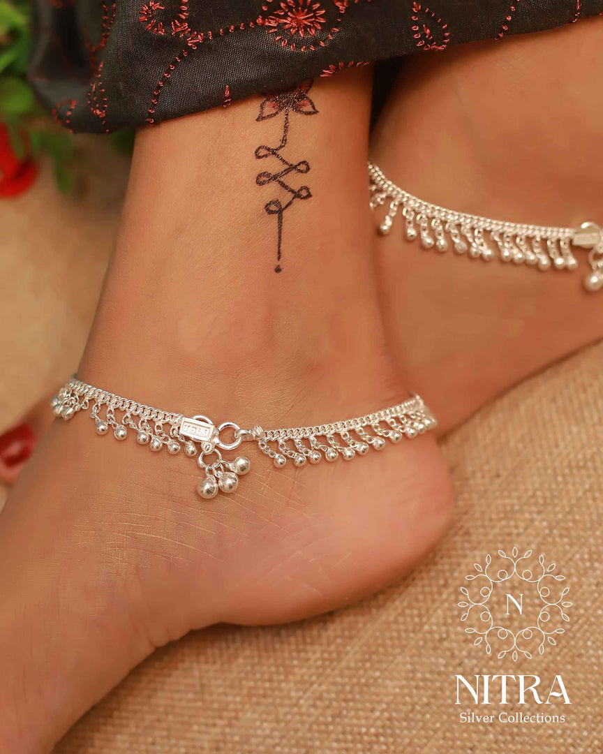 Silver Stright Raindrops Anklet